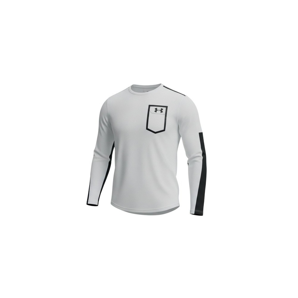 Under Armour Waffle Knit Thermal Long Sleeve Mens Large White Black 1287554